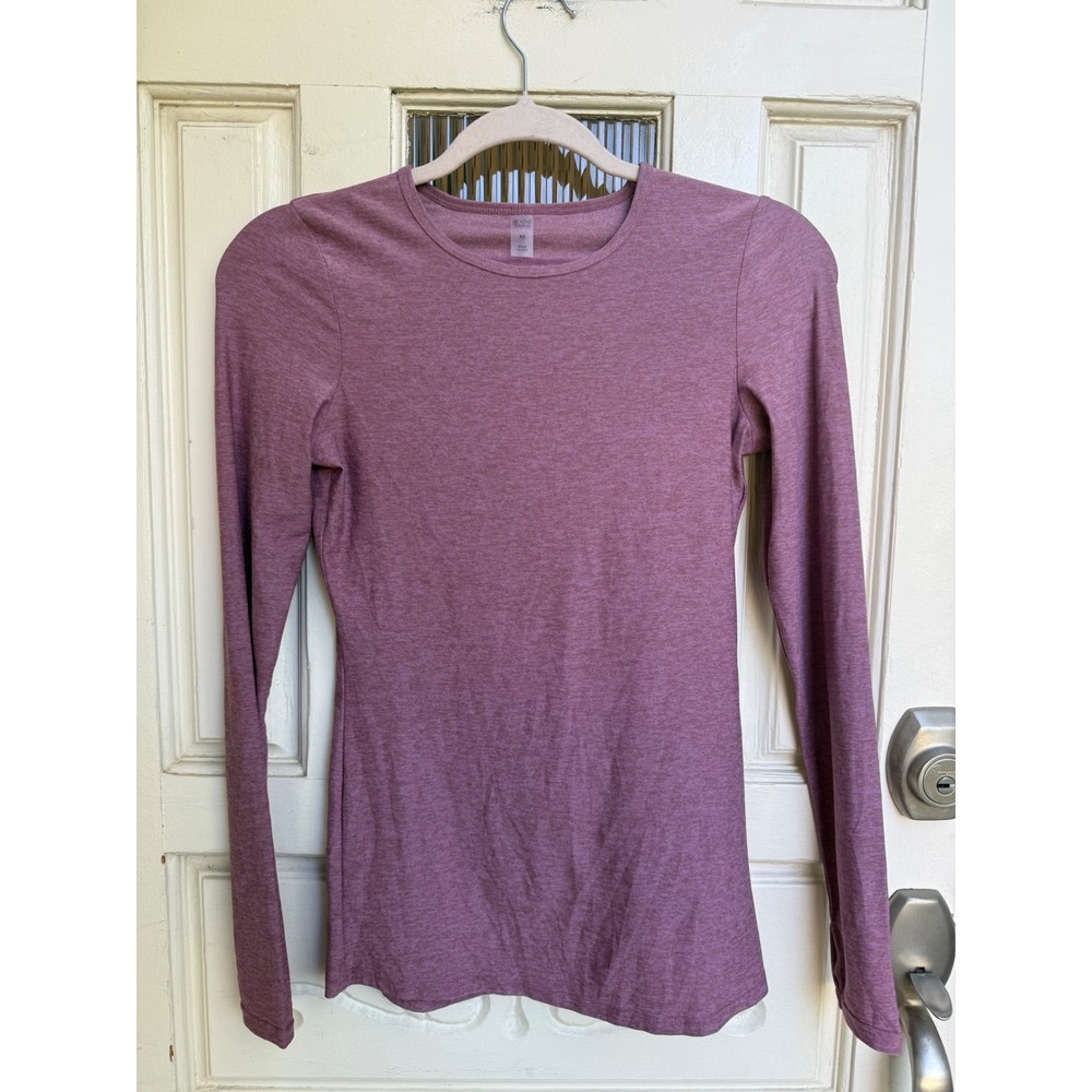 Beyond Yoga Mauve Pink Heathered Long Sleeve Crew Neck Activewear Top‎ Size XS